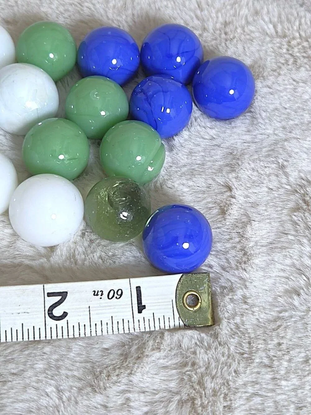 Lot of 26 Large Vintage Glass Marbles Blue Black White Green 1